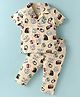 Smarty Boys Sinker Knit Half Sleeves Night Suit With Headphone & Speakers Print - Cream