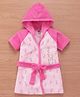 Pink Rabbit Terry Knit Half Raglan Sleeves Hooded Bath Robe with Giraffe Print & Embroidery - Pink
