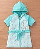 Pink Rabbit Terry Knit Half Raglan Sleeves Hooded Bath Robe with Giraffe Print & Embroidery - Sea Green