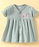 Pink Rabbit Single Jersey Knit Half Sleeves Front Open Frock with Animal & Heart Print - Mint