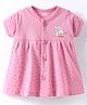Pink Rabbit Single Jersey Knit Half Sleeves Front Open Frock with Animal & Heart Print - Pink
