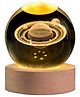 Awestuffs 3D Crystal Ball Night Light for Kids Glass Lamp space lamp with Wooden Base Fantasy Decoration Crystal Ball LED Galaxy Planet Nightlight Bedroom Décor (Saturn)