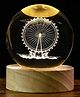 Awestuffs 3D Crystal Ball Night Light for Kids Glass Lamp space lamp with Wooden Base Fantasy Decoration Crystal Ball LED Galaxy Planet Nightlight Bedroom Décor (Ferris Wheel)
