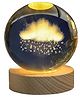 Awestuffs 3D Crystal Ball Night Light for Kids Glass Lamp space lamp with Wooden Base Fantasy Decoration Crystal Ball LED Galaxy Planet Nightlight Bedroom Décor (Rain Cloud)