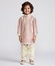 Vastramay Full Sleeves Placket Embroidered Kurta With Patiala Set - Peach