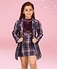 Cutecumber Checked Dress With Coordinating Full Sleeves Jacket - Purple