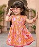 Babyhug Cambric Woven Sleeveless Ethnic Dress With Floral Print - Mustard