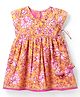 Babyhug Cambric Woven Sleeveless Ethnic Dress With Floral Print - Mustard
