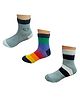 Zikku Cotton Pack Of 3 Bear Designed & Colour Blocked Socks - Multi Colour