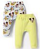 Babyoye Disney Interlock Knit Diaper Leggings With Gold Foil Detailing Mickey & Friends Graphics Pack Of 2 - Yellow & White