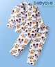 Babyoye Disney  Single Jersey Knit Front Open Full Sleeves Night Suit with Mickey & Friends Print - White