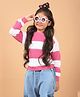 CRIMSOUNE CLUB Full Sleeves Striped Sweater - Pink
