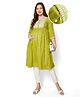Bella Mama Viscose Woven Three Fourth Sleeves Maternity Kurta With Embroidered Yoke - Green