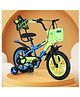 Jazz Rider Kids 14 Inch Multicolour Bicycle with Storage Basket - Blue Green| Bell & Removable Training Wheels| Dual Color Tone| Height Adjustable Seat| Rubber Wheels