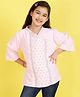 ISHTI Three Fourth Sleeves Floral Embroidered & Sequins Embellished Top - Pink