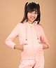 CRIMSOUNE CLUB Cotton Full Sleeves Floral & Text Designed Hooded Sweatshirt - Peach