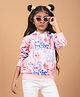CRIMSOUNE CLUB Full Sleeves Graphiti Printed Hooded Sweatshirt - Pink