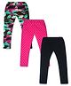 Nino Togs Cotton Lycra Pack Of 3 Marble & Polka Dots Printed Leggings - Multi Color