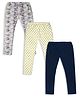 Nino Togs Cotton Lycra Pack Of 3 Marble & Polka Dots Printed Leggings - Multi Color