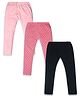 Nino Togs Cotton Lycra Pack Of 3 Polka Dots Printed & Solid Leggings - Multi Color