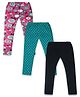 Nino Togs Cotton Lycra Pack Of 3 Abstract & Polka Dots Printed Leggings - Multi Color