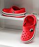 ABROS Akzo Text Applique Detailed Perforated Slingback Clogs - Red