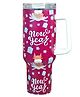 Little Surprise Box Maroon New year Christmas themed vacum insulated stainless steel Tumbler with lid and straw - 1 litre