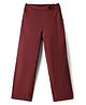Kookie Kids Cotton Woven Full Length Pleated Wide Leg Lounge Pant With Pockets - Maroon