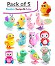 ADKD Colorful Key Wind up Bird and Animal Jumping Walking Toys Pack of 5 -(Random Desing and Color)