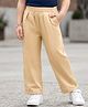Kookie Kids Cotton Lycra  Woven Full Length Solid Color Pleated Wide Leg Lounge Pant - Tan