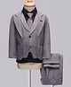 Rikidoos Full Sleeves Solid & Checked 4 Piece Party Suit With Tie - Grey