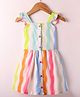 Dew Drops Cotton Woven Frill Sleeves Front Open Tie & Dye Frocks - Pink