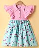 Rassha Half Sleeves Frill Detailed Floral Printed Dress - Pink & Mint Green