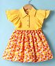 Rassha Half Sleeves Frill Detailed Floral Printed Dress - Yellow & Multi Colour