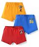 Babyhug Disney Lycra Knit Trunks With Mikcey Mouse Graphic Pack of 3 - Blue Red & Yellow