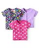 Babyhug 100% Cotton Knit Half Sleeves Front Open jhablas With Floral & Polka Dot Print Pack of 3 - Dark Pink Navy Blue & Purple