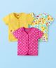 Babyhug 100% Cotton Knit Half Sleeves Front Open  jhablas with Floral & Polka Dots Print Pack of 3 - Pink Yellow & Mint Green