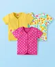 Babyhug 100% Cotton Knit Half Sleeves Front Open  jhablas with Floral & Polka Dots Print Pack of 3 - Pink Yellow & Mint Green
