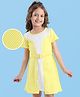 Hola Bonita Knit Half Sleeves Solid Colour Cut & Sew Twill Fabric Knee Length Dress - Yellow