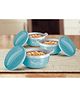 MILTON Crave Jr Inner Stainless Steel Serving Casserole Gift Set of 3(470ml, 800ml, 1380ml), PU Insulated Kitchen Hot Pot, Keeps Food hot & Fresh for Roti, Biryani, Blue
