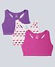 Charm n Cherish Cotton Blend Pack Of 3 Sleeveless Solid & Horse Printed Sport Bras - Pink Purple & White