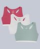 Charm n Cherish Cotton Blend Pack Of 3 Sleeveless Solid Sport Bras - Dark Pink Off White & Green