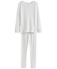 Charm n Cherish Cotton Blend Full Sleeves Solid Thermal Vest & Pant Set - White
