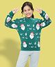 Ninos Dreams Fleece Christmas Theme Full Sleeves Santa Claus Printed Sweatshirt - Green