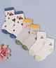 KIDLINGSS Pack Of 3 Cotton Dinosaur & Construction Vehicles Printed Anti Bacterial Socks - Multi Colour