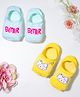 KIDLINGSS Cotton Pack Of 2 Better Text & Sheep Designed Anti Skid Loafer Socks - Sea Green & Yellow