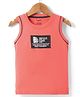 Smarty Boys Sinker Knit Sleeveless Tank T-Shirt with Sport Theme Print - Peach