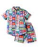 Smarty Boys Cotton Knit Half Sleeves Shirt & Shorts Set With Sign Boards Print - Multi Color