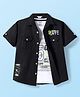 Smarty Boys Cotton Woven Half Sleeves Printed Shirt With T-Shirt - Black