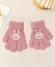 Ziory Woollen Bunny Patch Designed Gloves - Pink